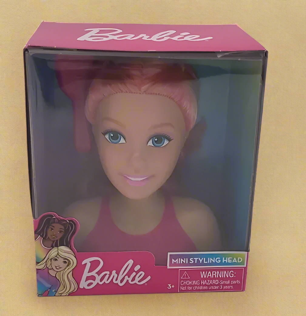 Barbie Mini Styling Head with Hair Brush Pink in Box