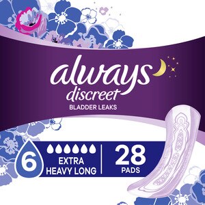 Always Discreet Incontinence Pads – Extra Heavy Long (28 ct)