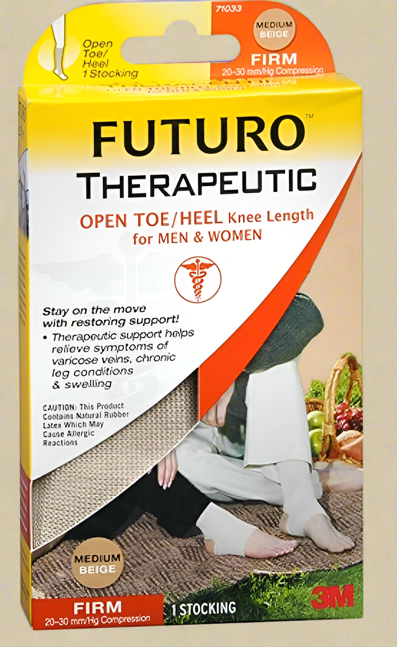 FUTURO Therapeutic Open Toe/Heel Compression Stocking – Firm Support, Medium Beige (Pack of 2) - COLO