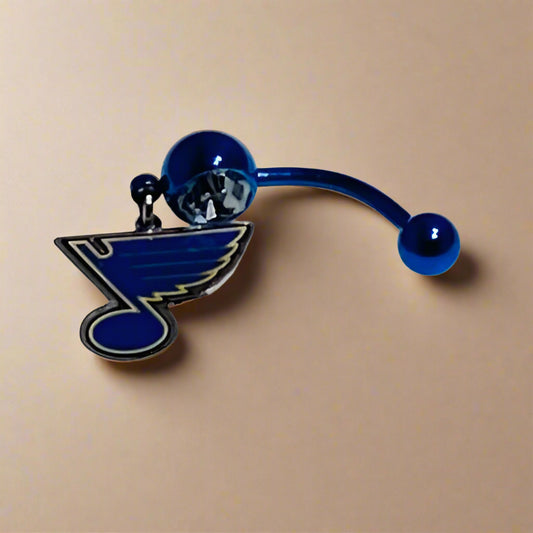 St. Louis Blues blue stainless steel belly rings