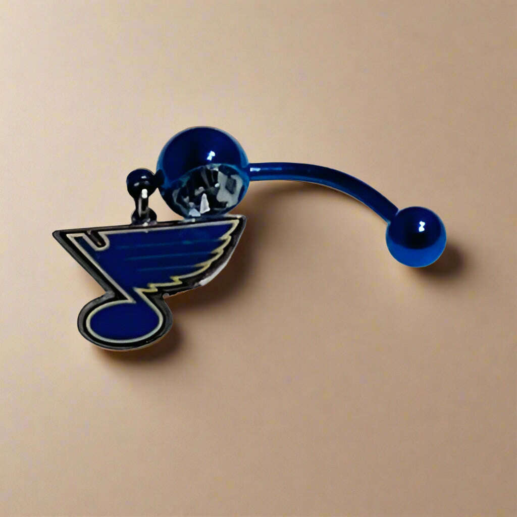 St. Louis Blues blue stainless steel belly rings - COLO
