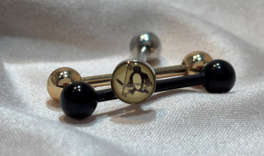 Pittsburgh Penguins NHL 3D Tongue Ring – Titanium Logo Barbell