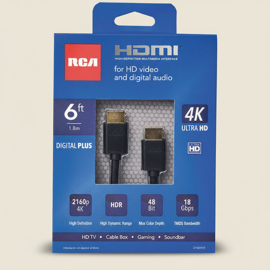 RCA 6 Ft. Black 4K Ultra HD Digital Plus HDMI Cable