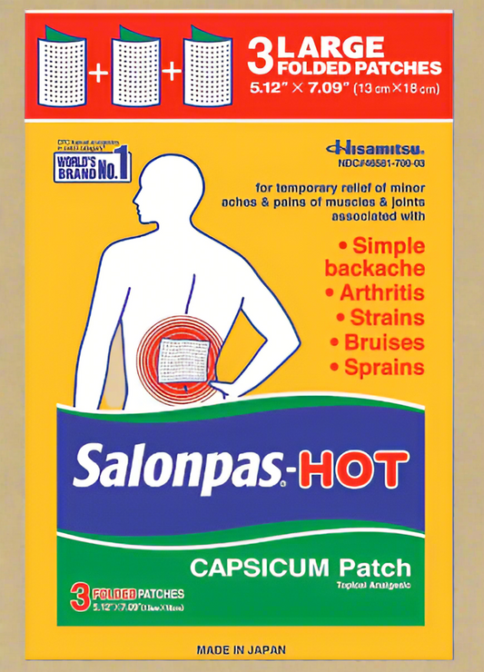 Salonpas® HOT Capsicum Pain Relieving Patch – 3 Large Patches