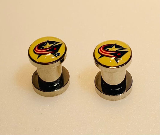 Columbus Blue Jackets Ear Plug 2G Stainless Steel
