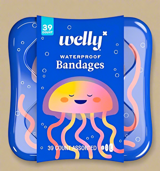 Welly Waterproof Bandages – Jellyfish Tin, 39 Count