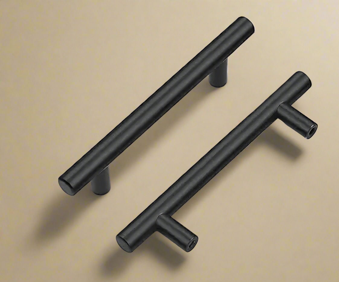 Probrico Matte Black Kitchen Cabinet Handles – 30 Pack, 3‑3/4″ Hole Center, 6‑Inch Stainless Steel T‑Bar Pulls