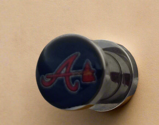 Licensed MLB Atlanta Braves Screw-On Surgical Steel 12G Ear Plugs