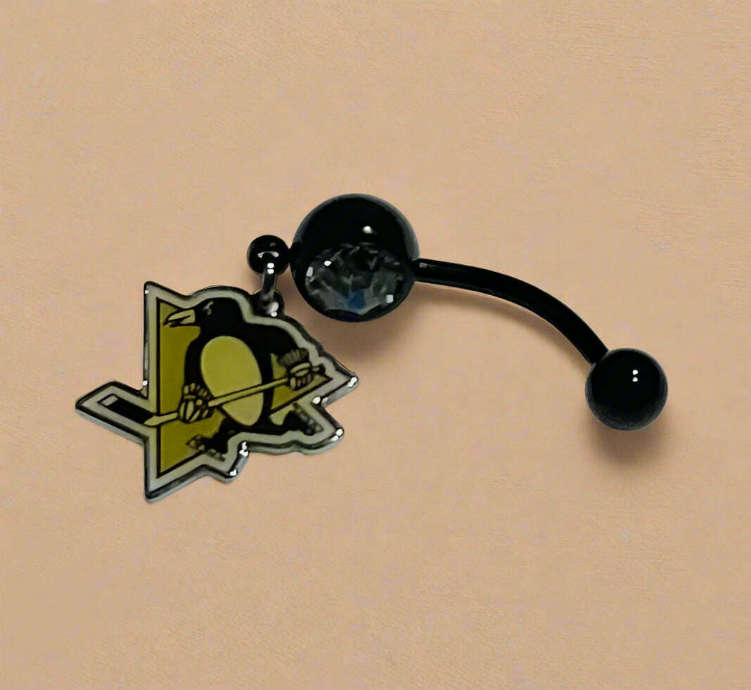 Pittsburgh Penguins stainless steel belly rings - COLO