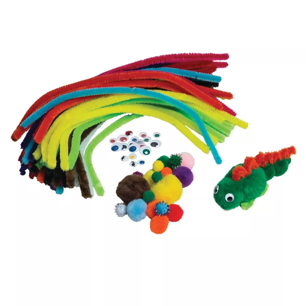 Crayola Craft Pack 131 Pcs w/Chenille Stems, Pom Pons, Glitter Poms & Wiggle Eye