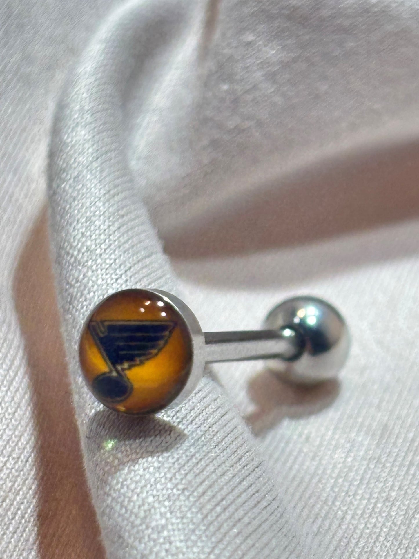 St. Louis Blues NHL 3D Tongue Ring – Titanium Logo Barbell