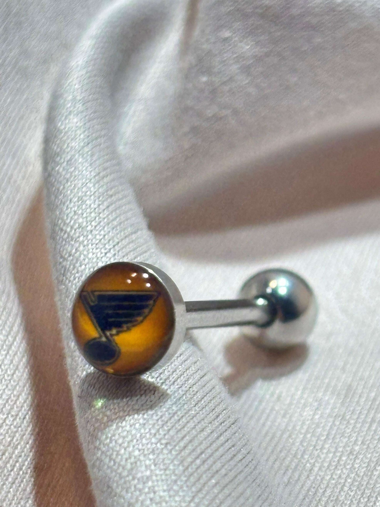 St. Louis Blues NHL 3D Tongue Ring – Titanium Logo Barbell - COLO