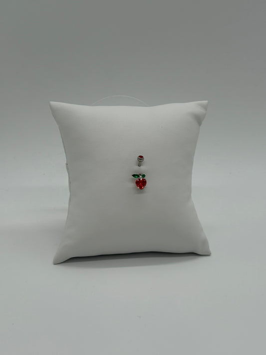 Titanium Cherry Red Dangle Belly Button Ring