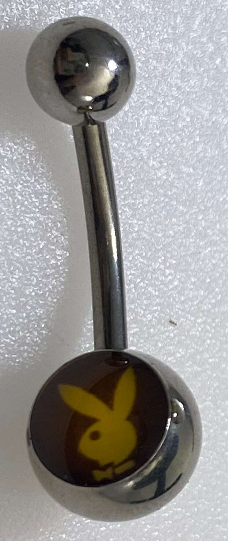 Playboy Black & Yellow Bunny Head Inlay Belly Ring Stainless Steel - COLO