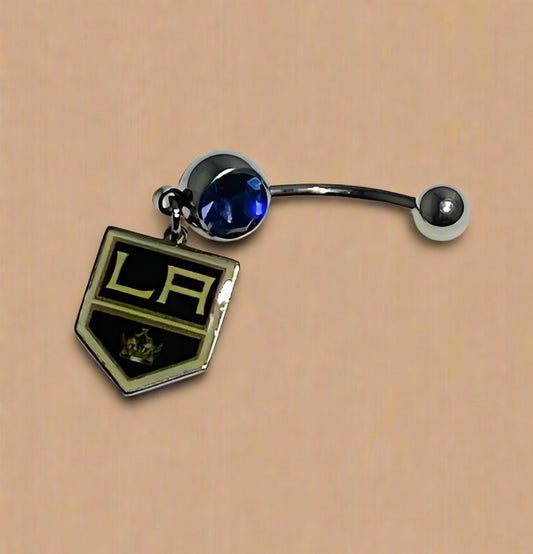 Los Angeles Kings silver stainless steel belly rings