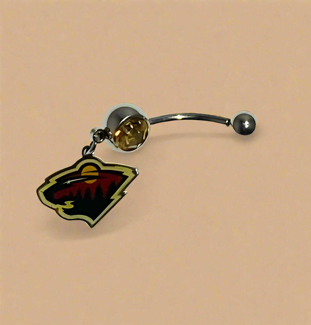 Minnesota Wild silver stainless steel belly rings - COLO