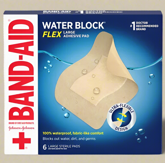 Band-Aid® Water Block Flex Waterproof Adhesive Pads – Large, 6 Count