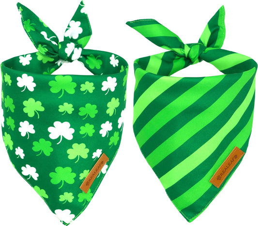 St. Patrick’s Day Green Shamrock Bandana Set – 4-Pack, Polyester Trimmed - COLO