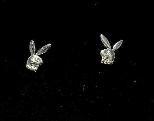Playboy Silver Bunny Stud Earrings – Crystal Eye Accent in Stainless Steel - COLO