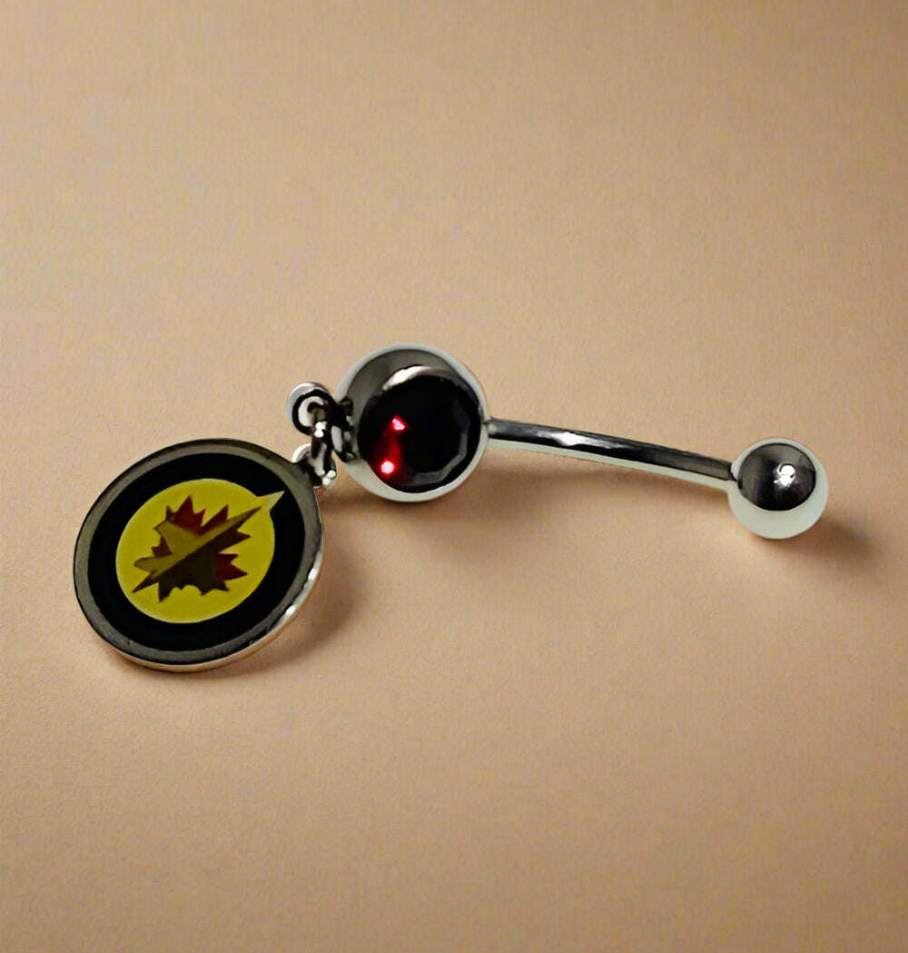 Winnipeg Jets silver stainless steel belly rings - COLO