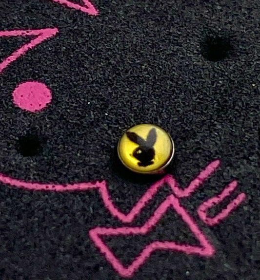 PLAYBOY Nose Piercing Curved Stainless Steel – Black and Yellow - COLO