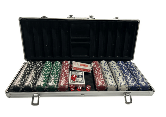 Professional 500-Piece Poker Game Set with Aluminum Suitcase and Cards - COLO