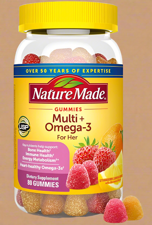 Nature Made Womens Multivitamin with Omega-3, Multivitamin for Women for Daily Nutritional Support, 80 Gummies, 40 Day Supply