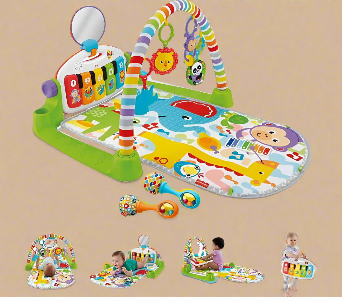 Fisher‑Price Deluxe Kick & Play Piano Gym – Baby Playmat Activity Gym with Detachable Piano & Toys - COLO