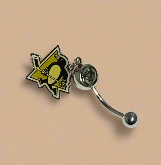 Pittsburgh Penguins stainless steel belly ring