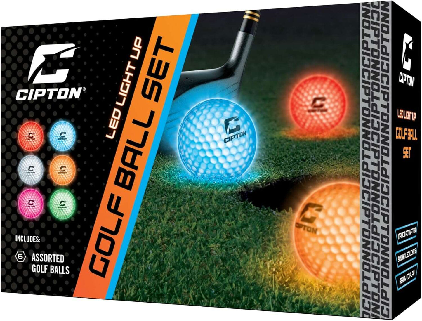 Cipton LED Golf Balls, Light Up Golf Balls, 6 Pack - COLO