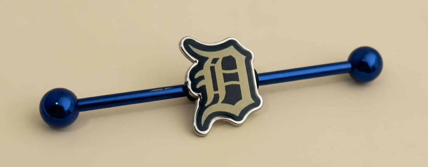MLB Detroit Tigers Blue Anodized Industrial Barbell - COLO