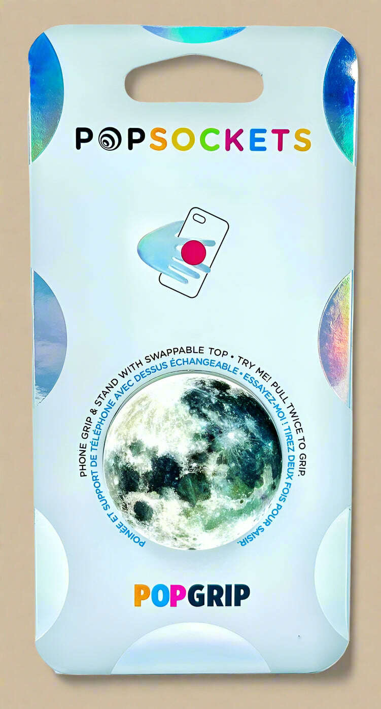 PopSockets PopGrip – Moon Design, Swappable Mobile Phone Grip - COLO