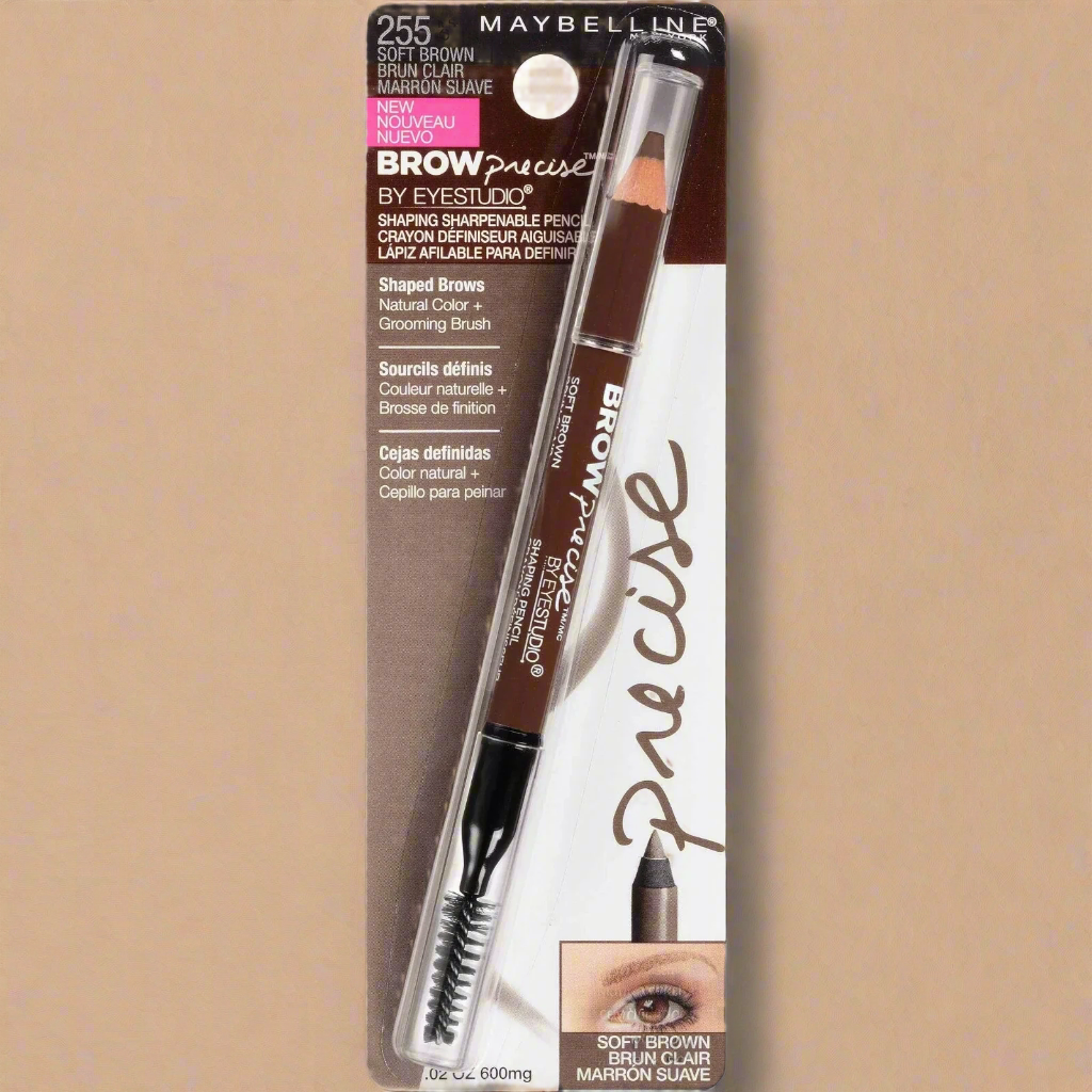 Maybelline Brow Precise Shaping Eyebrow Pencil – Soft Brown (255), 0.02 oz