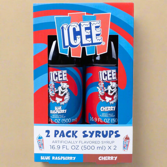ICEE Slushie Syrup 2-Pack – Blue Raspberry & Cherry Flavors (16.9 fl oz Bottles)