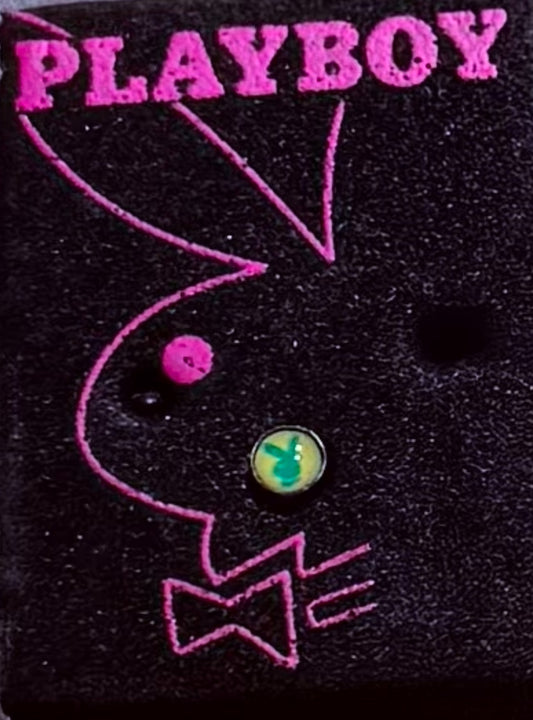 Playboy Nose Stud – Yellow & Green Stainless Steel with Bunny Logo