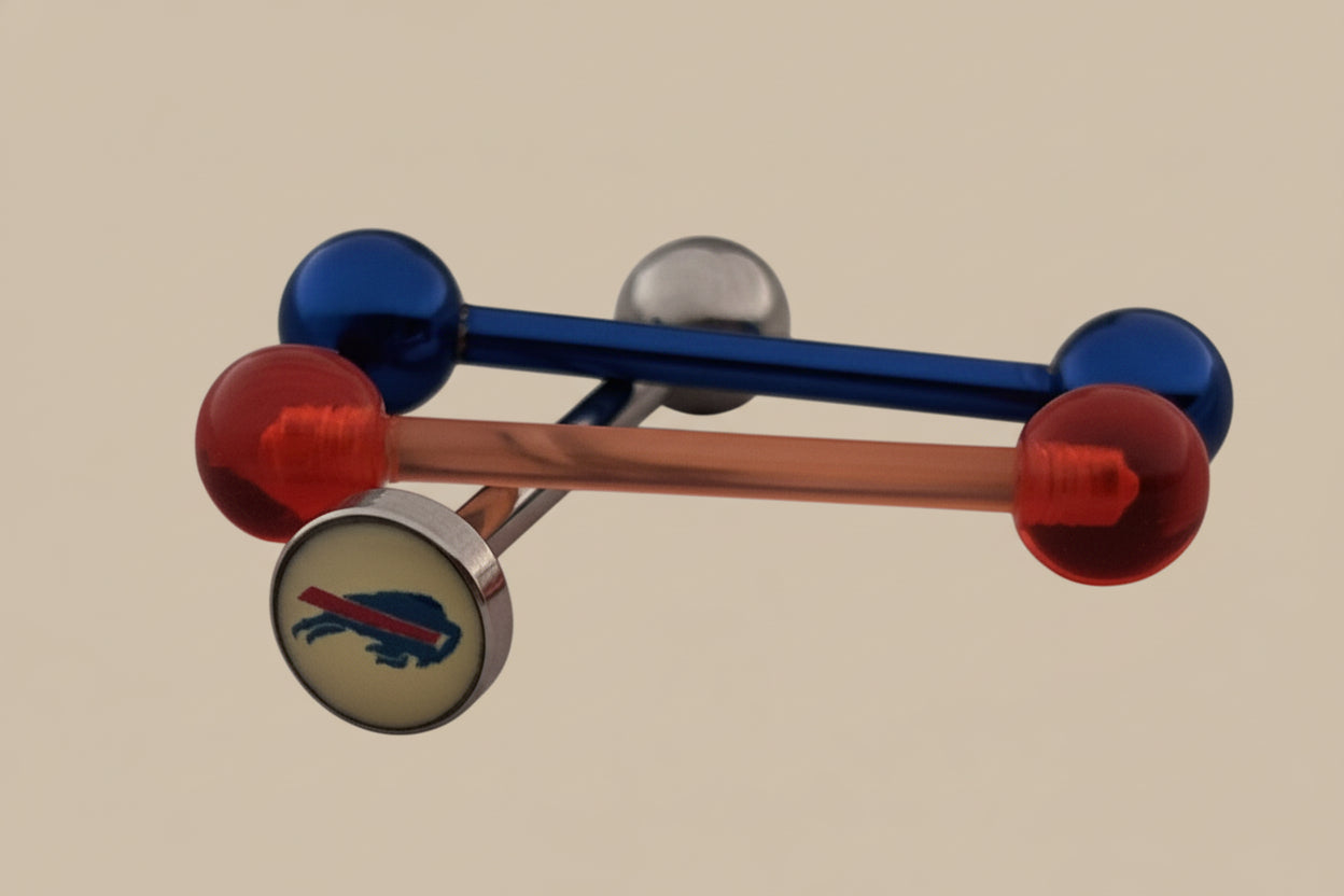 Officially Licensed Buffalo Bills Nfl Logo Tongue Ring Set