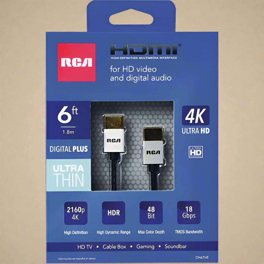 RCA 6ft Black 4K Ultra Thin HDMI Cable - COLO