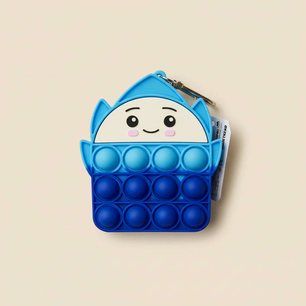 Bubble Pop Pop, Pop It Style, Mini Zip Purse, Blue Ice, With Clip, Sensory - COLO