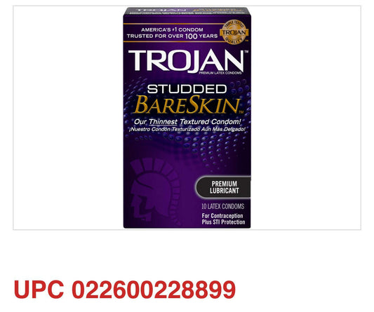 Trojan Studded BareSkin Condoms (10 Pack) - COLO