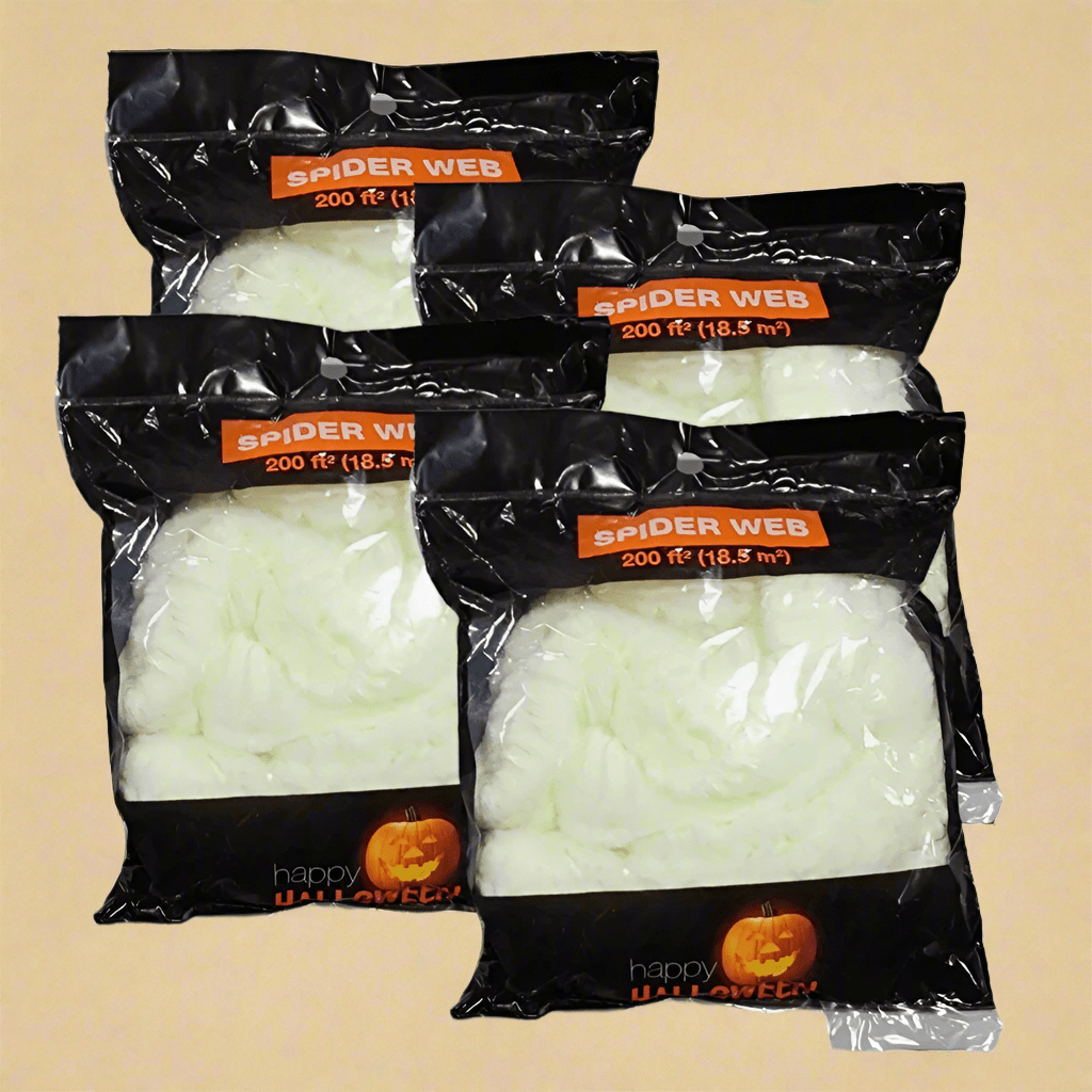 Stretchable Spider Web Cobwebs – 4-Pack Halloween Decor (Light Yellow, Covers 800 sq ft) - COLO