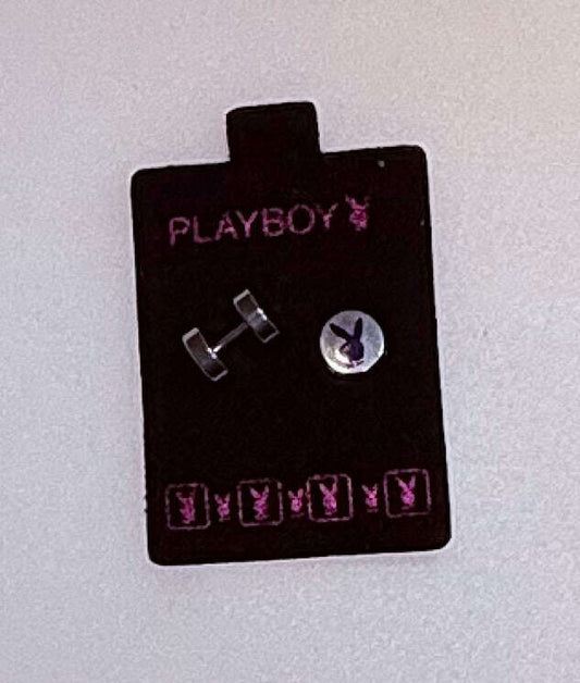 Playboy Stainless Steel Ear Plugs – Silver & Blue Bunny Logo Design - COLO