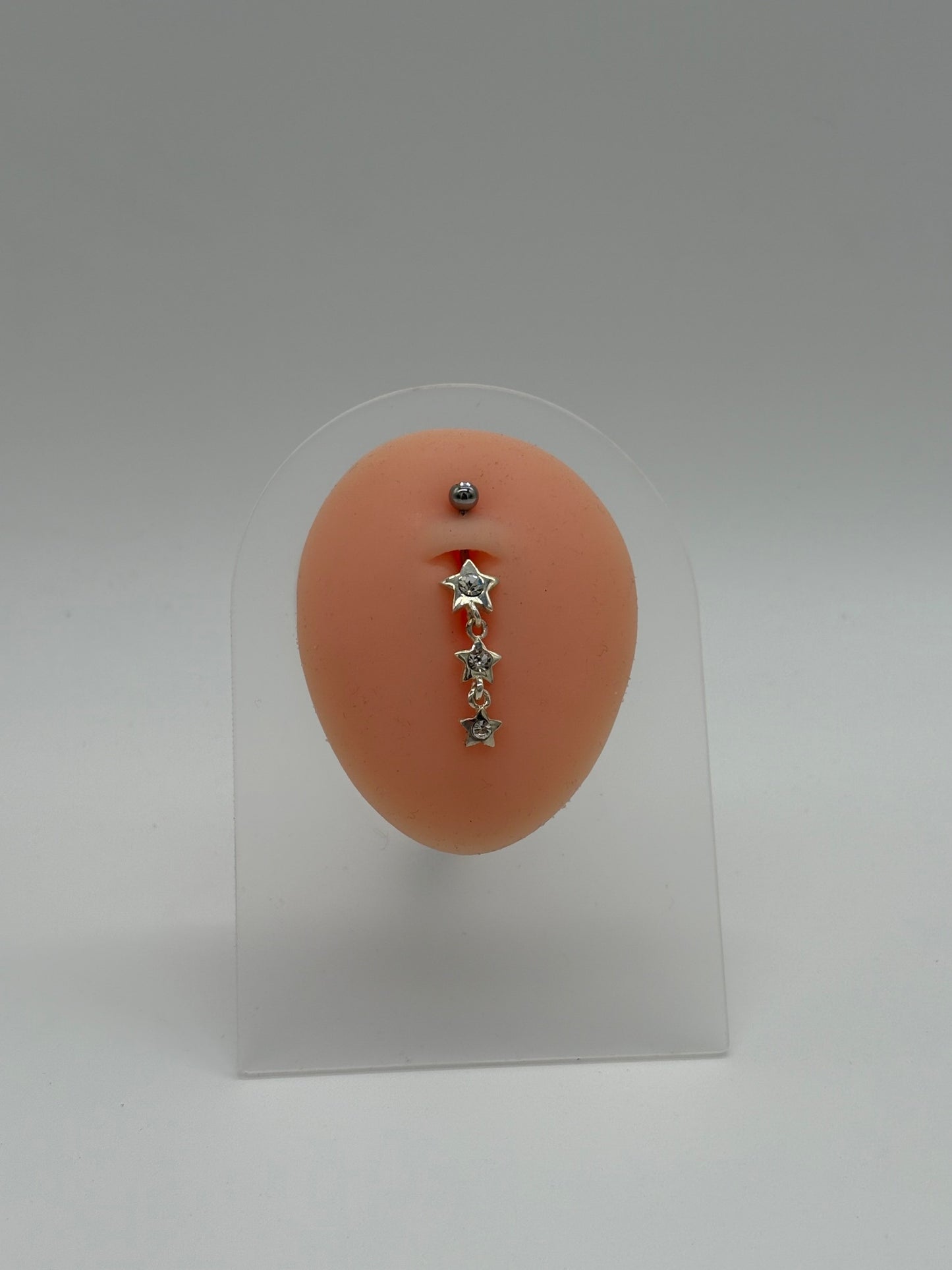 Triple Star Sparkle Dangle Belly Button Ring