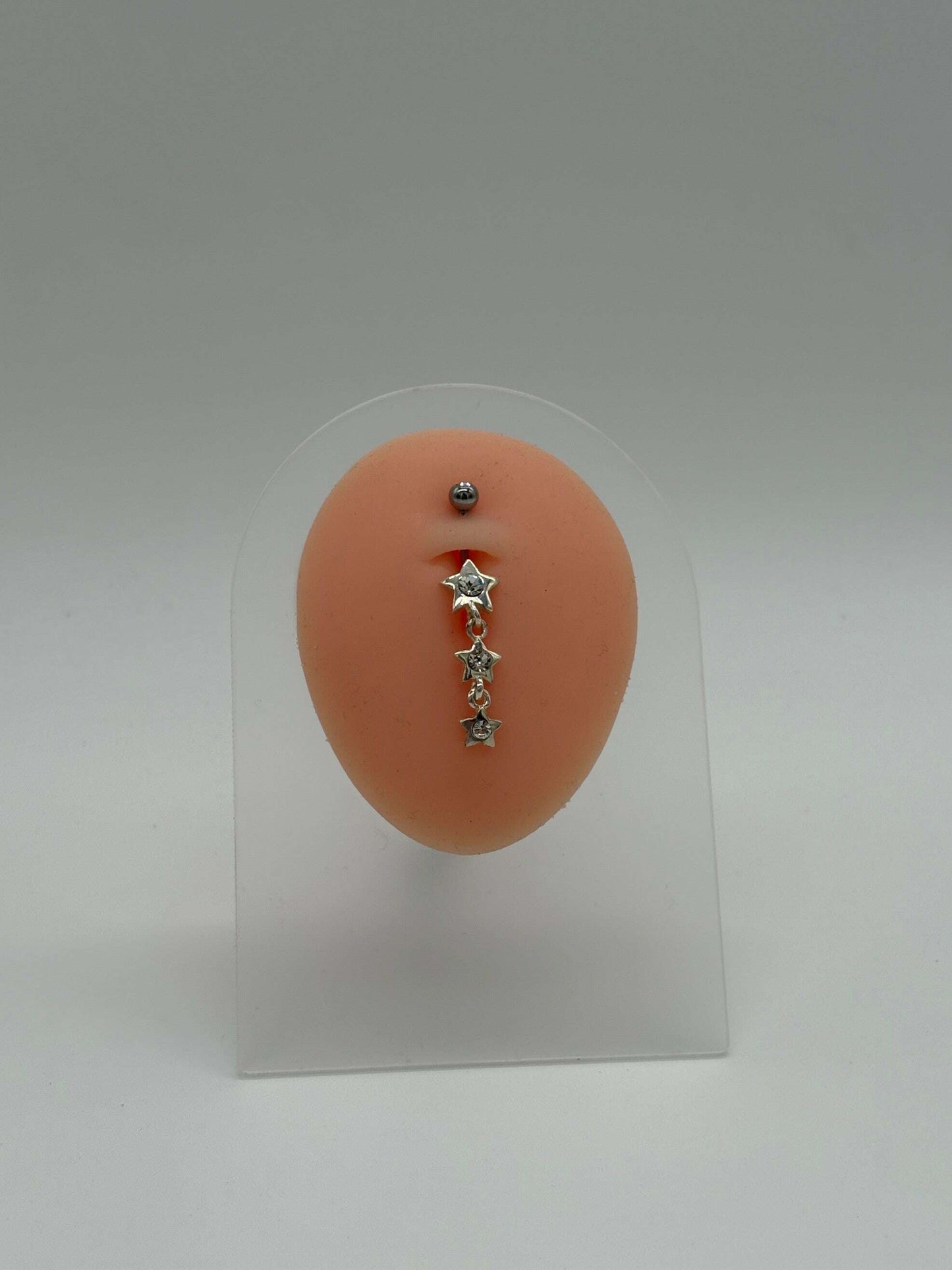 Triple Star Sparkle Dangle Belly Button Ring - COLO