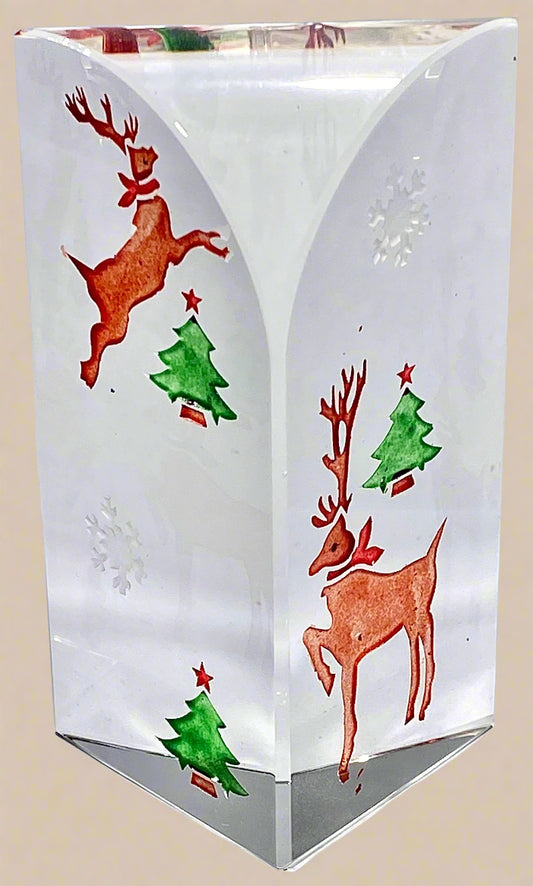 Reindeer & Christmas Tree Acrylic Block