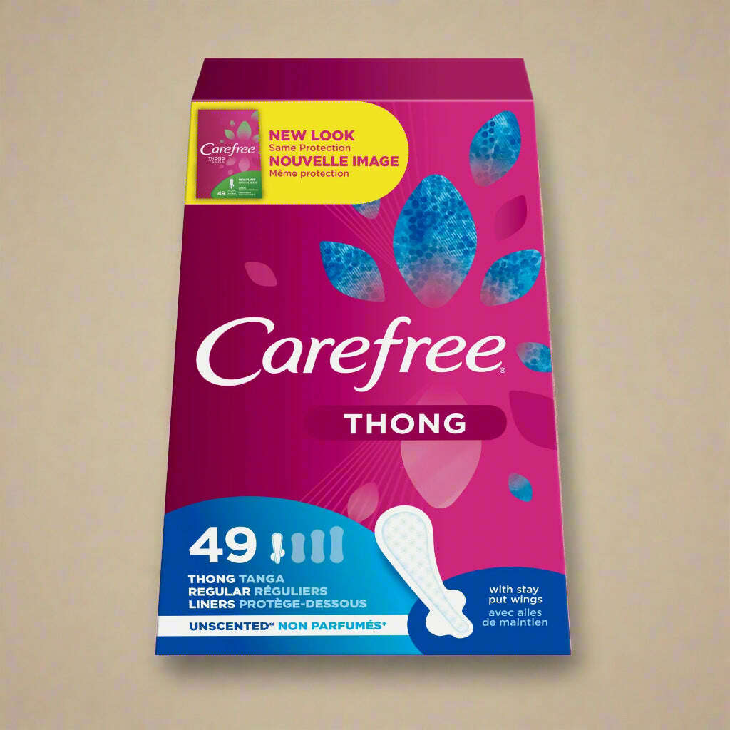 Carefree Thong Panty Liners – Unscented, 49 Count - COLO