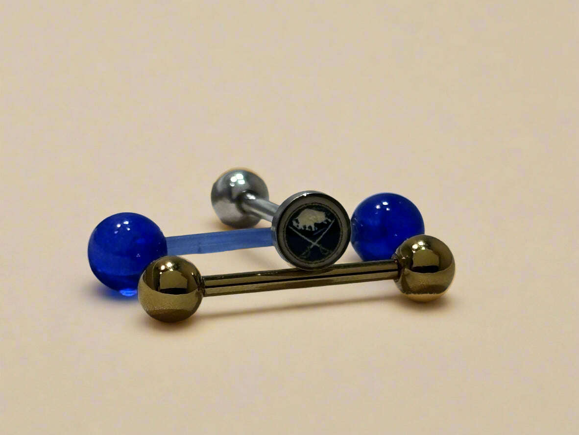 Officially Licensed NHL Buffalo Sabres Logo Tongue Ring Set - COLO
