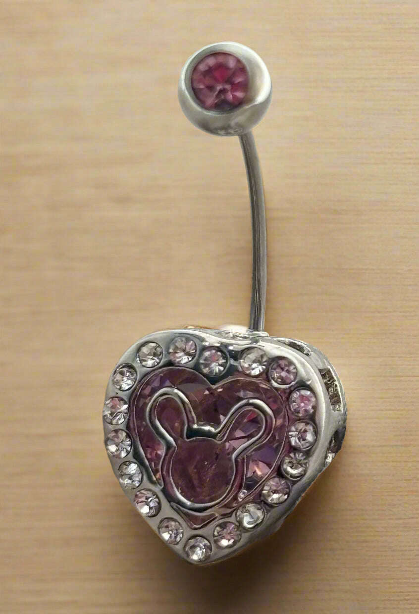 Playboy Belly Ring – Heart Design with Pink Crystals - COLO