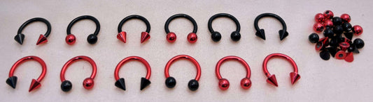 Body Piercing Set – Black & Red Stainless Steel Mix-and-Match Collection - COLO