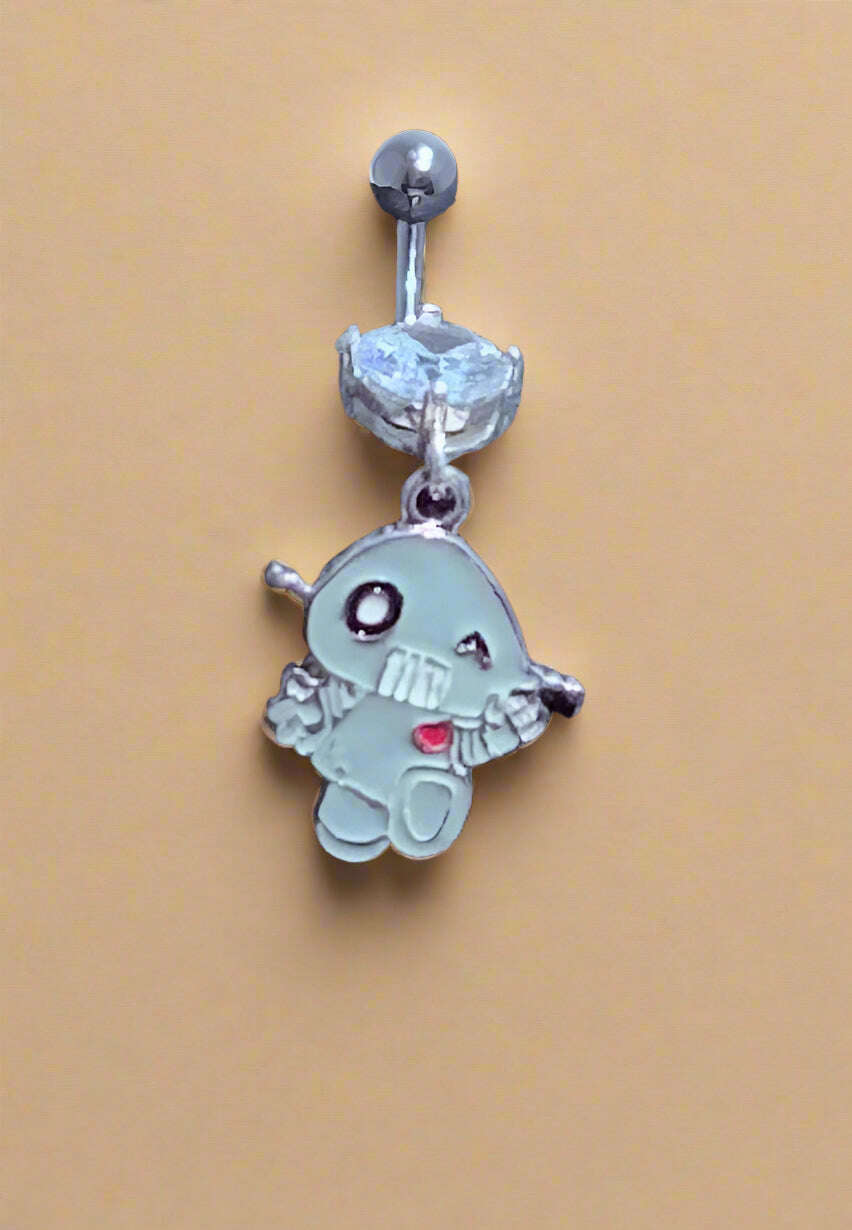 Little Monster Belly Ring – HUA Q Cartoon Character with CZ Gem - COLO