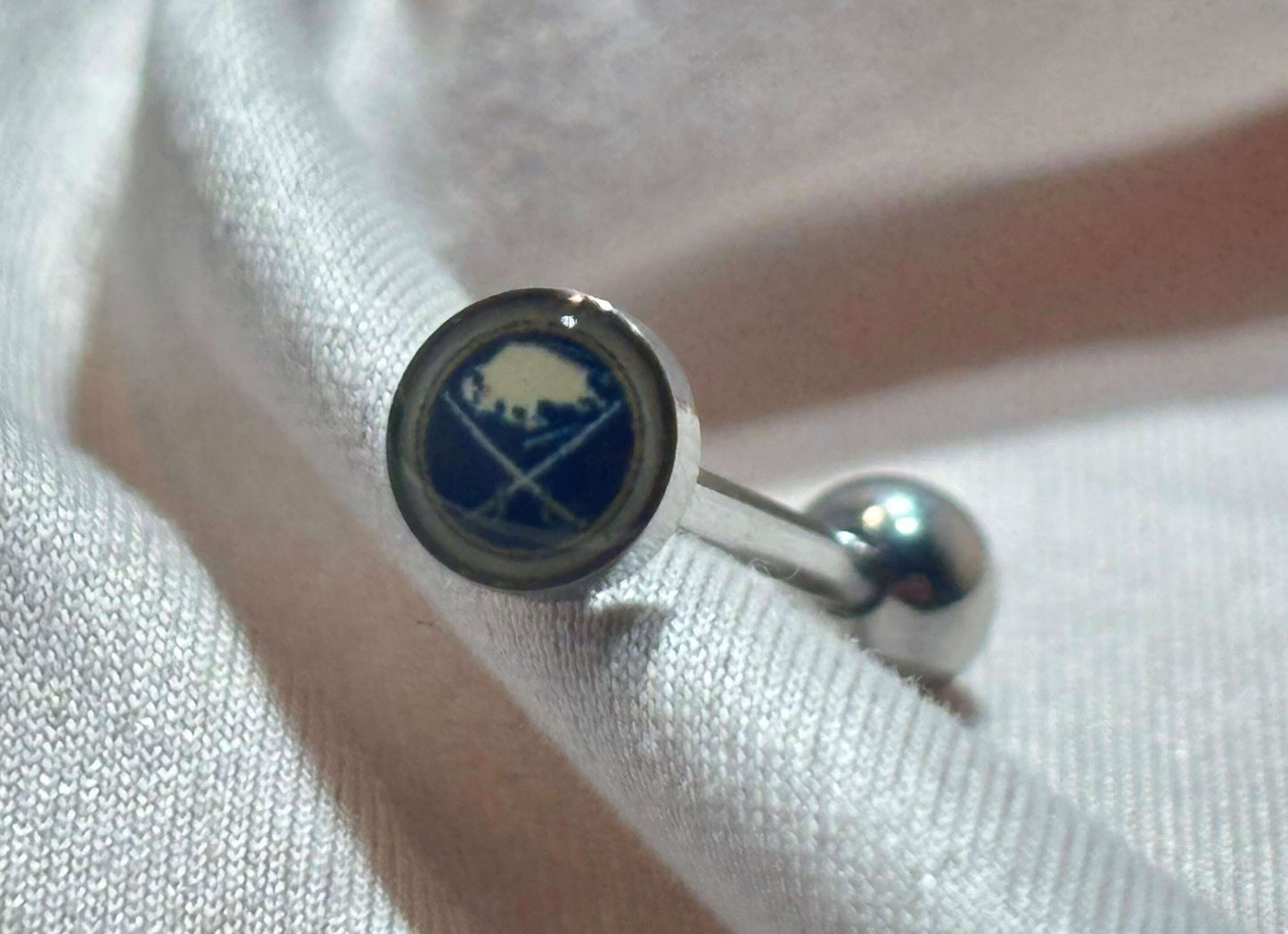 Buffalo Sabres NHL 3D Tongue Ring – Titanium Logo Barbell - COLO